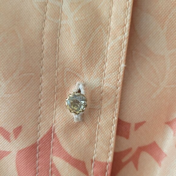 Vintage Style Leslie Fay Two-Piece Gold Orange Floral Buttoned Pantsuit Jacket - Picture 7 of 12